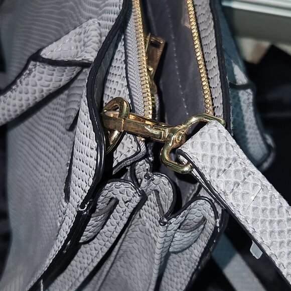 Grey Snakeskin Satchel Purse - Picture 3 of 8